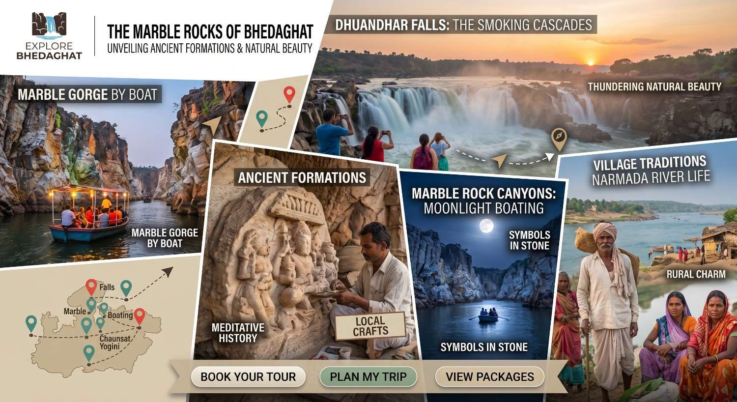 Bhedaghat marble rocks, Madhya Pradesh